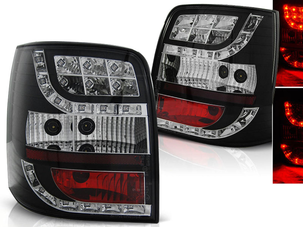 LED Rückleuchten schwarz VW Passat 3BG Variant 2000-2004 mit Klarglas und roten Akzenten