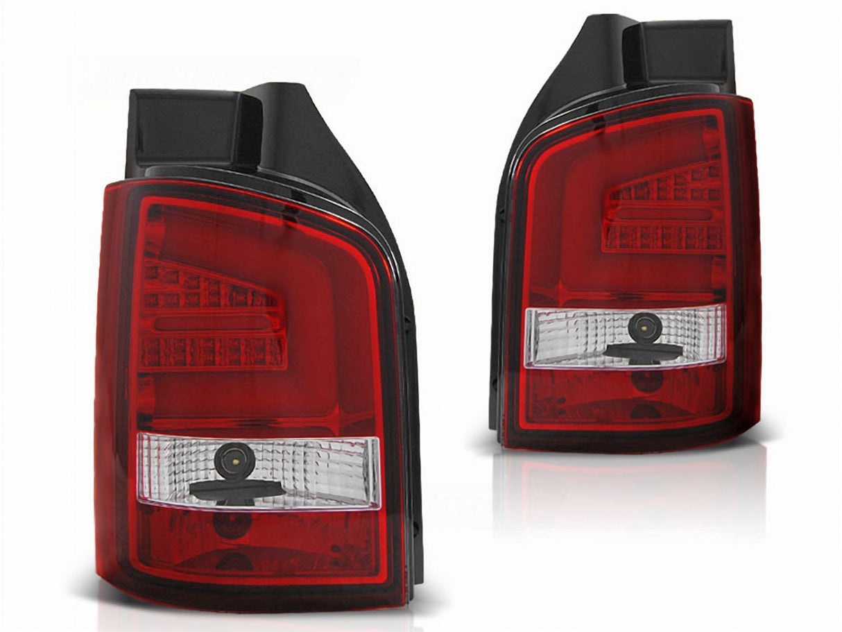 LED Rückleuchten für VW T5 Facelift rot mit schwarzem Einsatz, Tuning Rücklichter