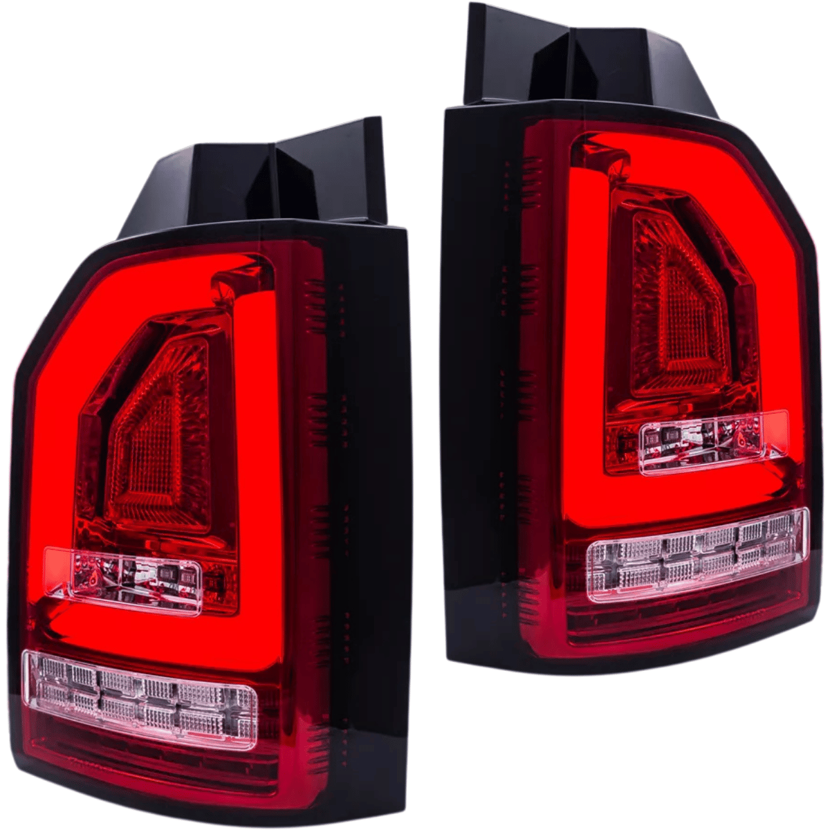 LED Rückleuchten Set Rot mit Lightbar & dynamischem Blinker für VW T6 Transporter 2015-2019 Flügeltüren