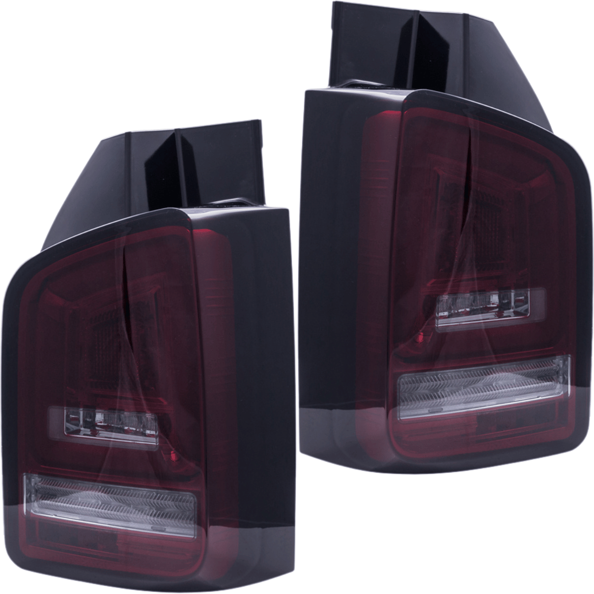 LED Rückleuchten Set Rot-Smoke mit Lightbar & dynamischem Blinker für VW T6 Transporter 2015-2019 Flügeltüren