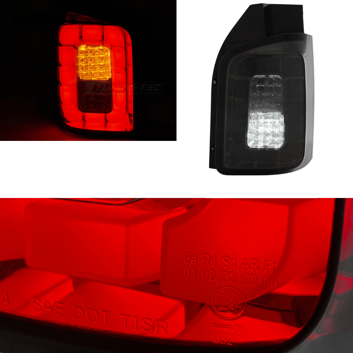 Voll LED Lightbar Rückleuchten Set Smoke für VW T6 Transporter mit Flügeltüren 2015-2019