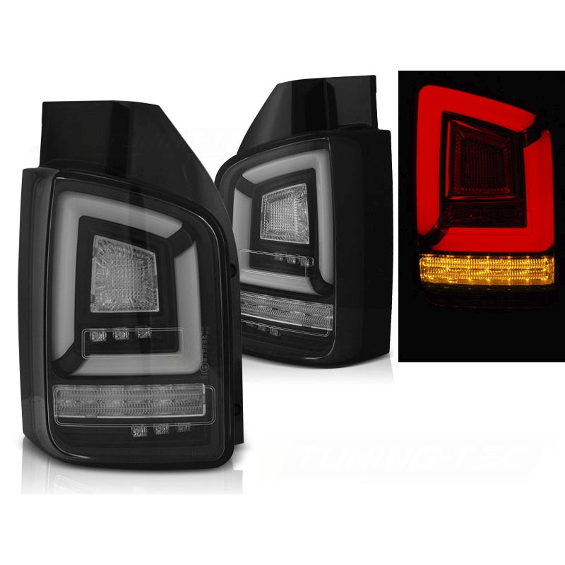 Schwarze LED dynamische Blinker LightBar Rückleuchten VW T5 GP 2010-2015