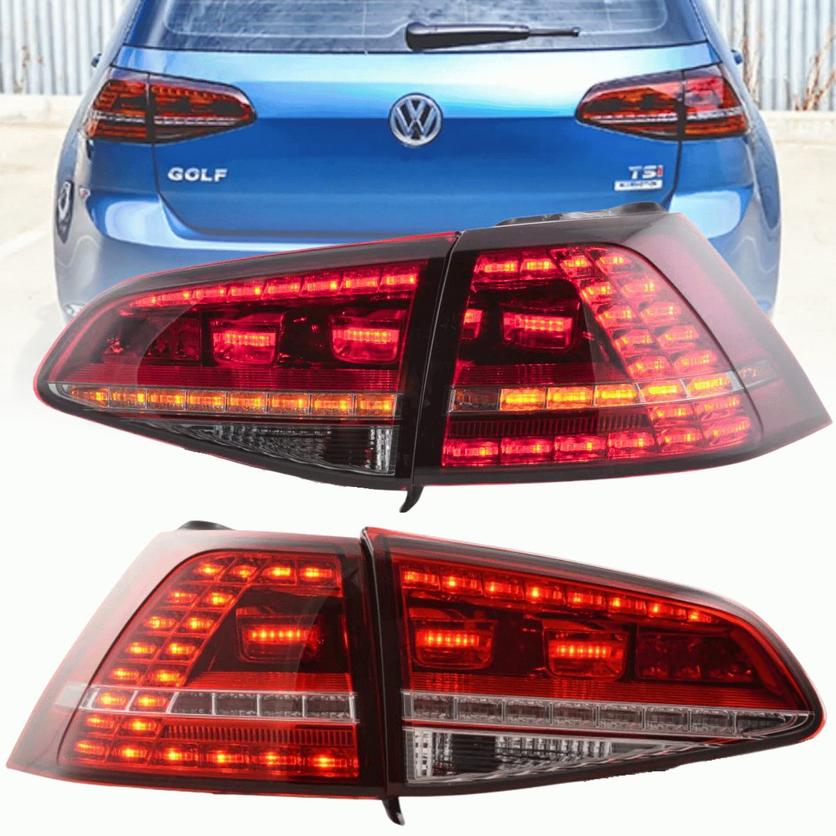 LED Rückleuchten Set Rot mit dynamischem Blinker für VW Golf 7 Schrägheck 2013-2017