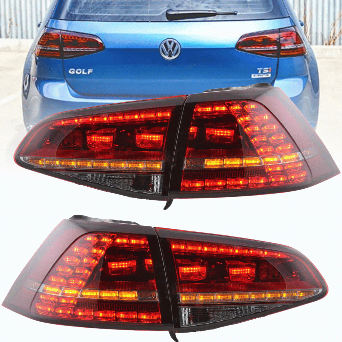 LED Rückleuchten Set Rot-Smoke mit dynamischem Blinker für VW Golf 7 Schrägheck 2013-2017