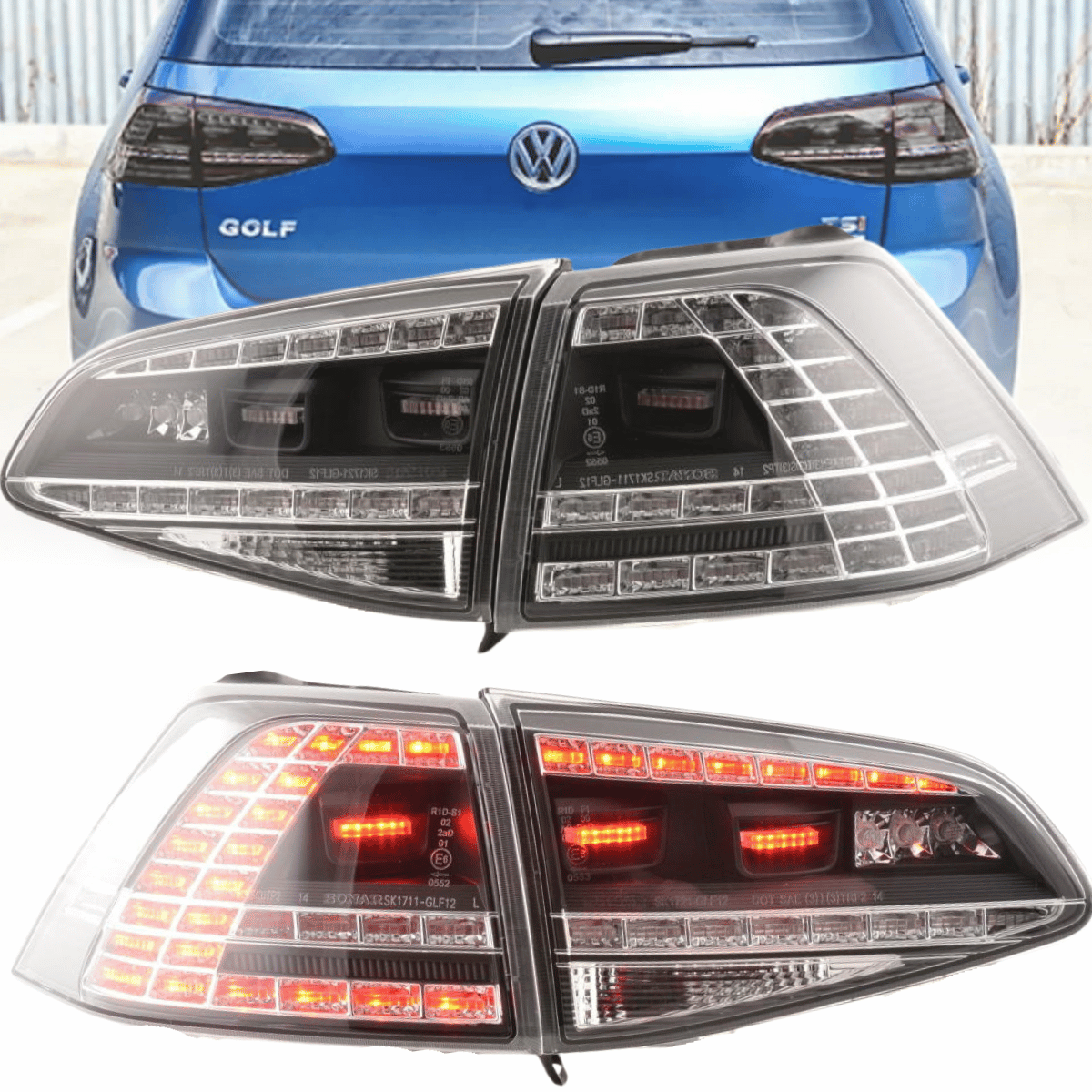 LED Rückleuchten Set Schwarz mit dynamischem Blinker für VW Golf 7 Schrägheck 2013-2017