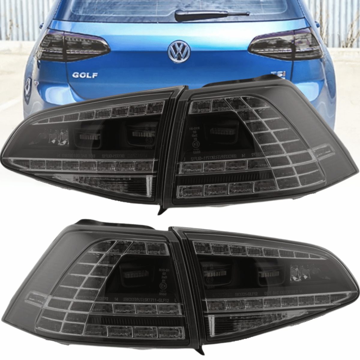 LED Rückleuchten Set Schwarz-Smoke mit dynamischem Blinker für VW Golf 7 Schrägheck 2013-2017