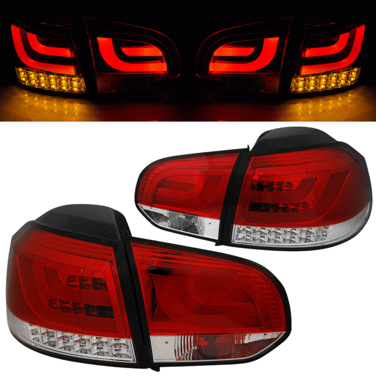 LED Lightbar Rückleuchten Rot Set für VW Golf 6 VI (10.2008–2012)