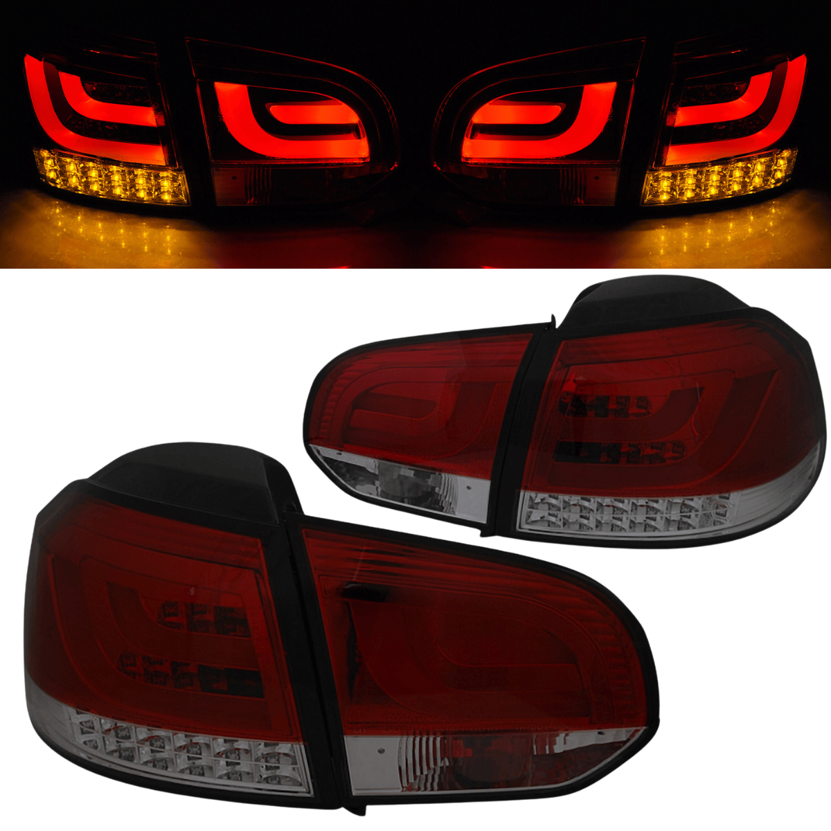 LED Lightbar Rückleuchten Rot-Smoke Set für VW Golf 6 VI (10.2008–2012)