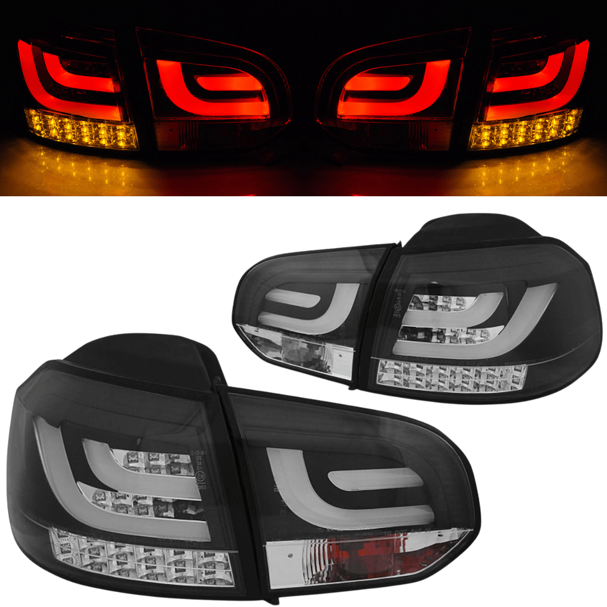 LED Lightbar Rückleuchten Schwarz Set für VW Golf 6 VI (10.2008–2012)