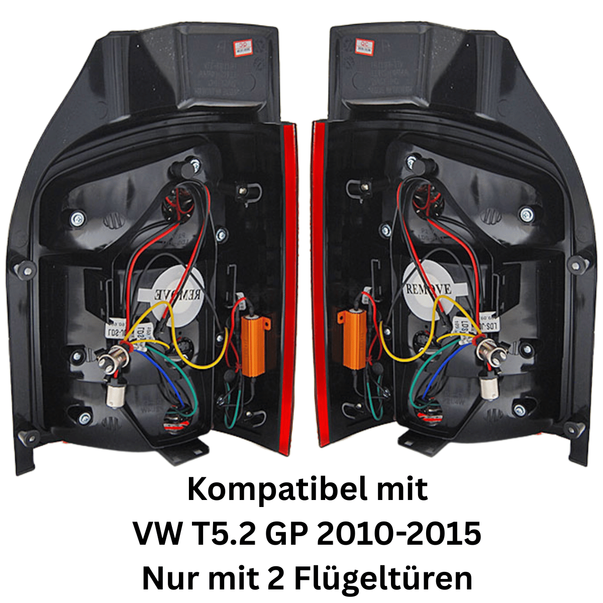 Rückleuchten für VW T5.2 GP 2010-2015 mit 2 Flügeltüren, LED-Technik, CR-Tuning