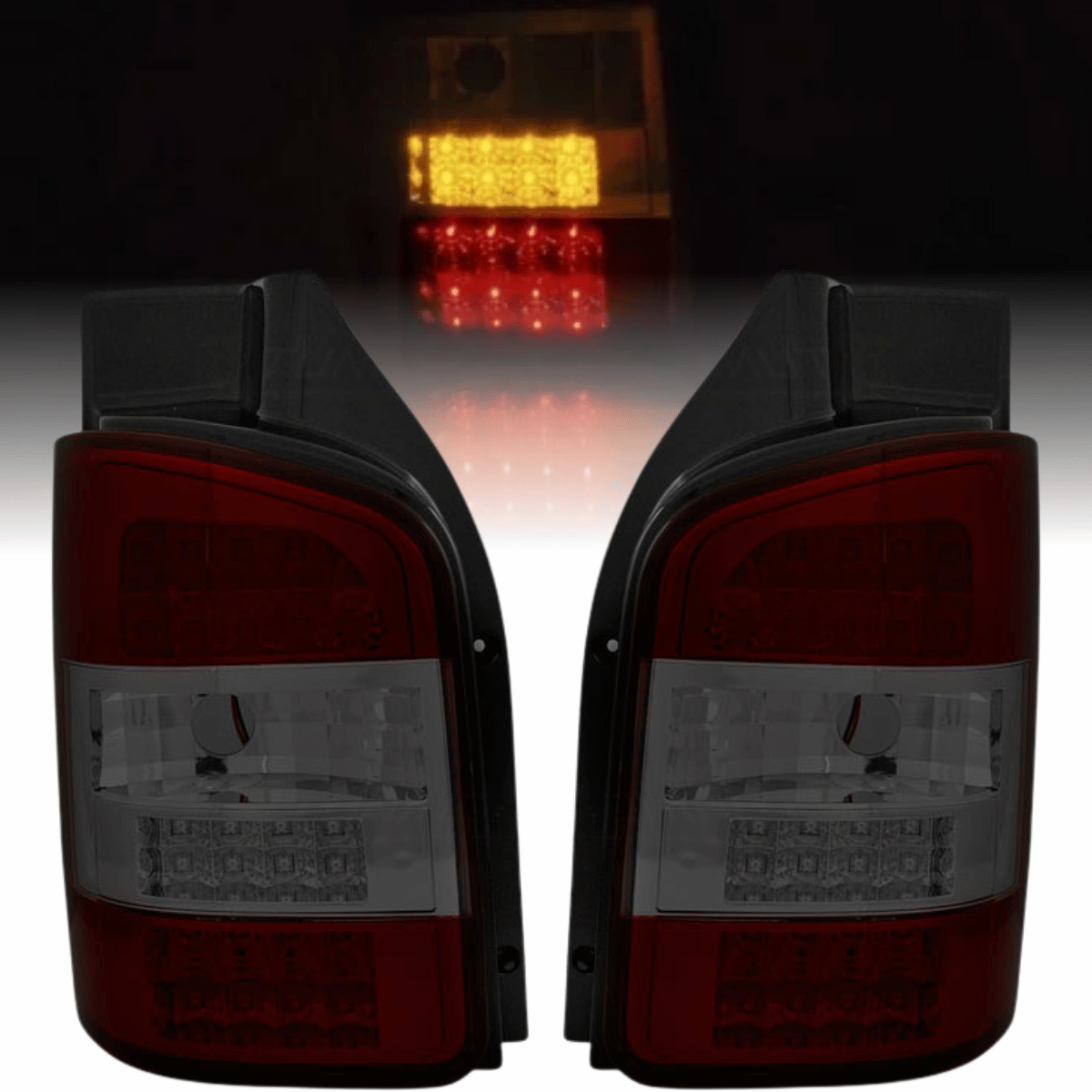LED Rückleuchten Set Rot-Smoke für VW T5.2 GP Transporter 2010–2015 Doppelflügeltüren