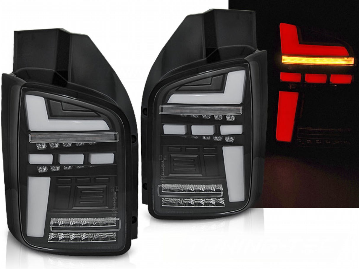leuchten Set Schwarz LED Lightbar dynamischer Blinker für VW T5 Transporter Voll LED Rück