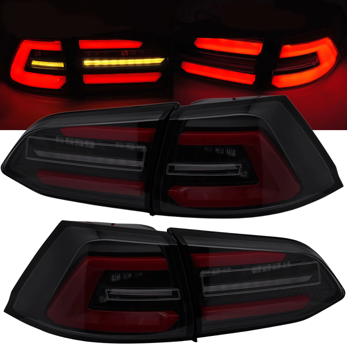Voll LED Rückleuchten Set für VW Golf 7 Variant 2017–2019 in Schwarz-Smoke mit dynamischem Blinker / LightBar