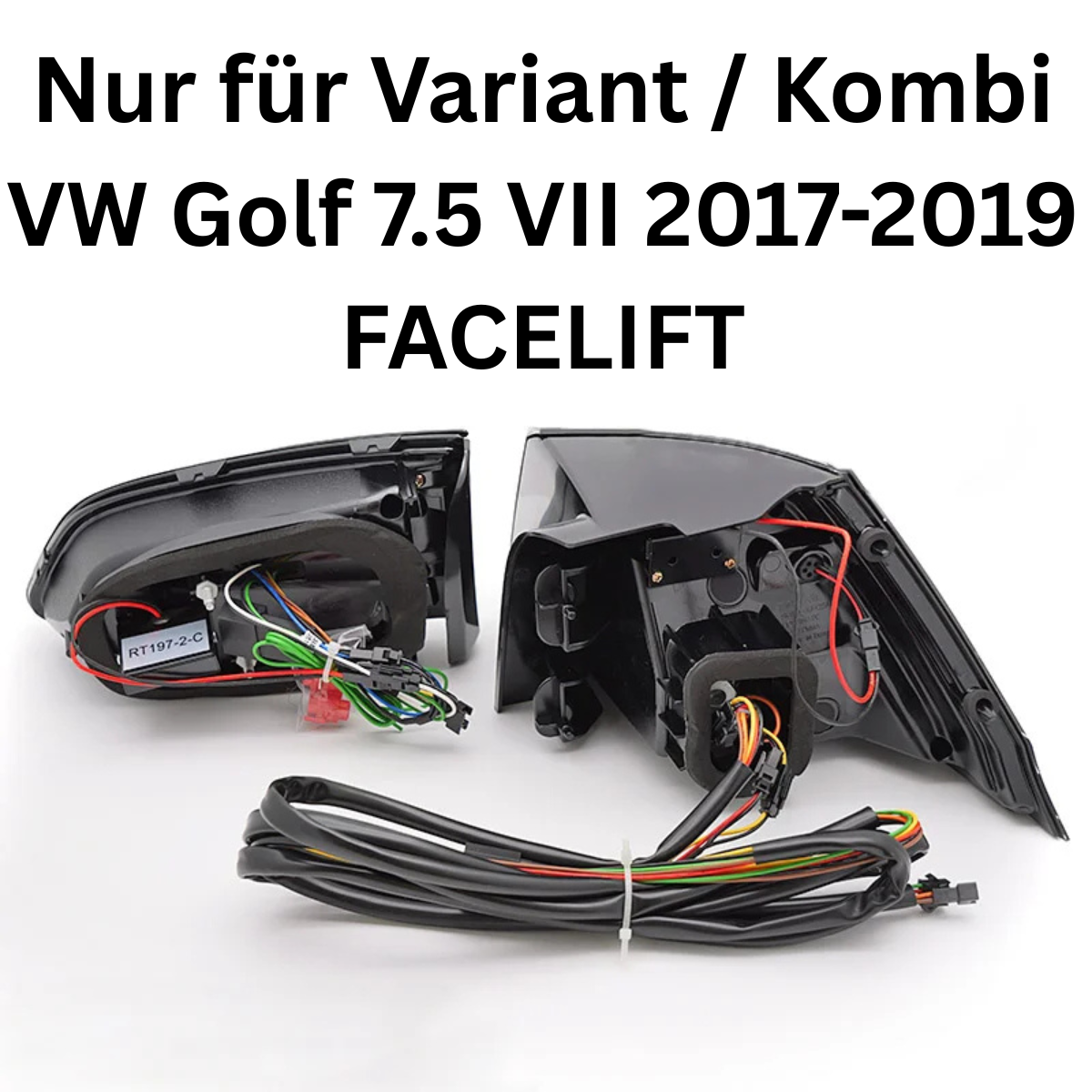 Voll LED Rückleuchten Set für VW Golf 7 Variant 2017–2019 in Schwarz-Smoke mit dynamischem Blinker / LightBar