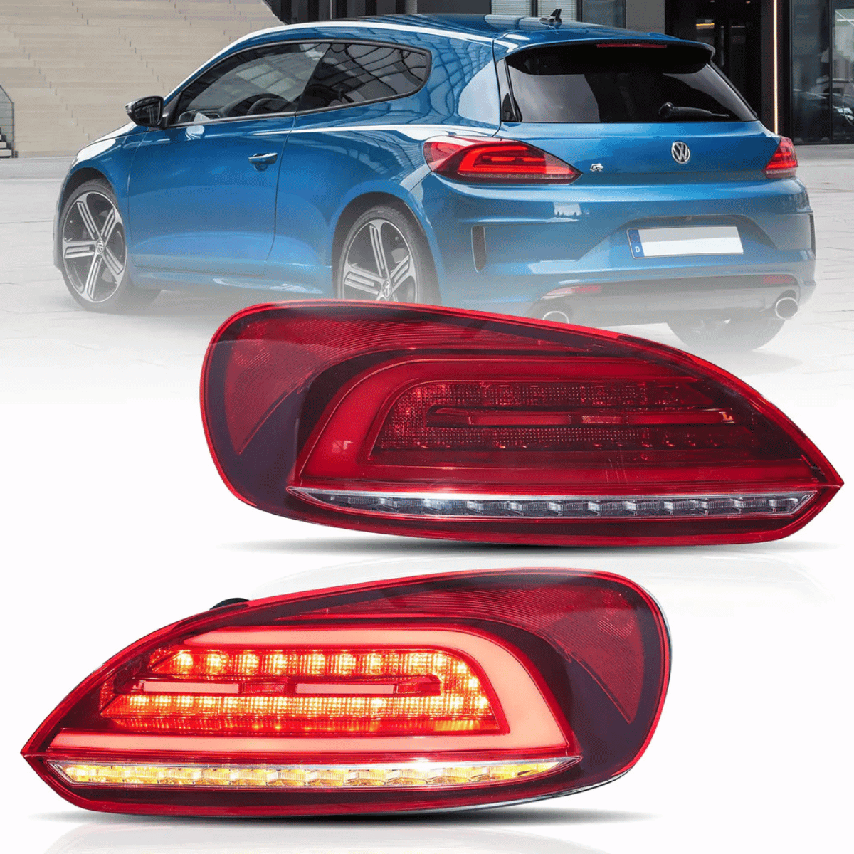 Voll LED Rückleuchten Set Rot für VW Scirocco III 2008–2014 Lightbar & dynamische Blinker