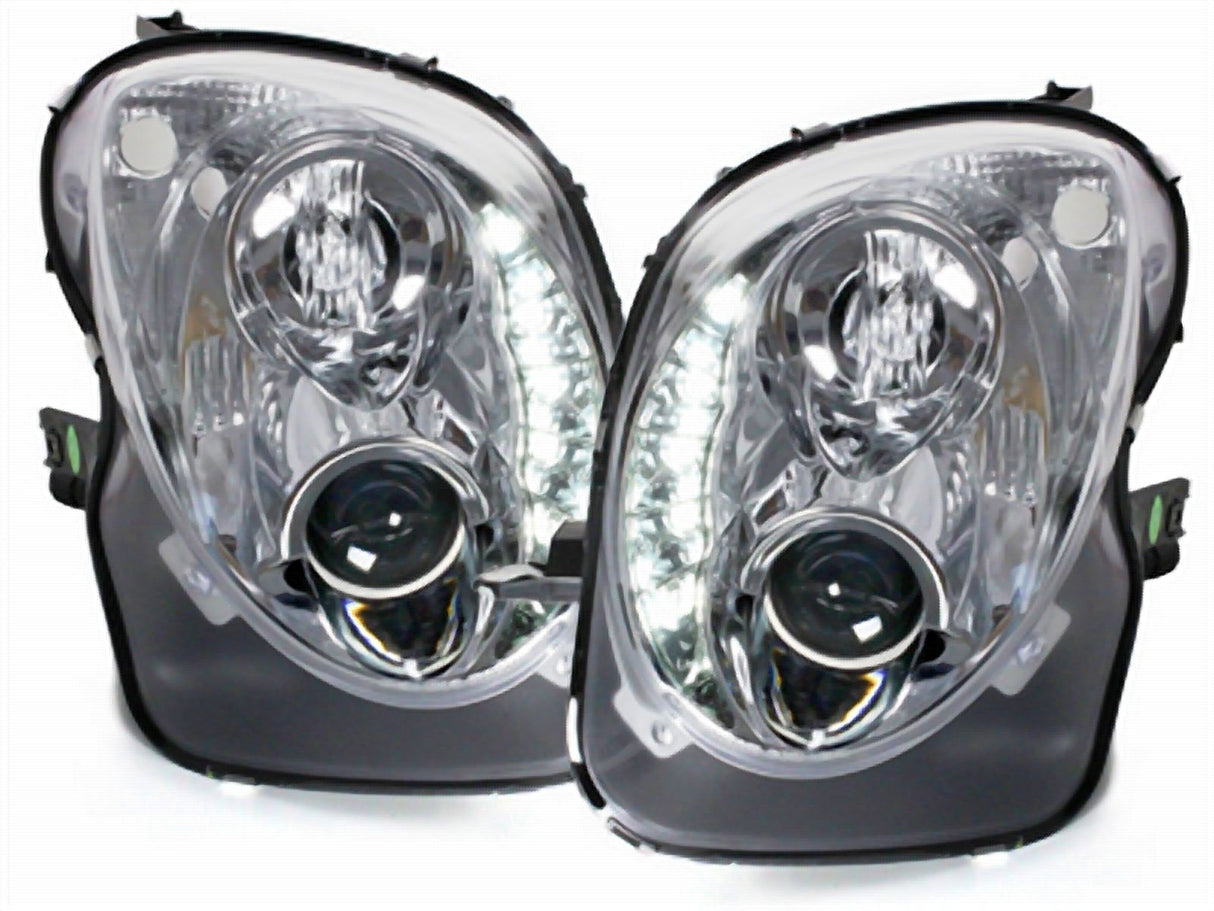Chrom LED Scheinwerfer Set für Alfa Romeo Mito 2008-2019, Paar Scheinwerfer mit LED-Streifen