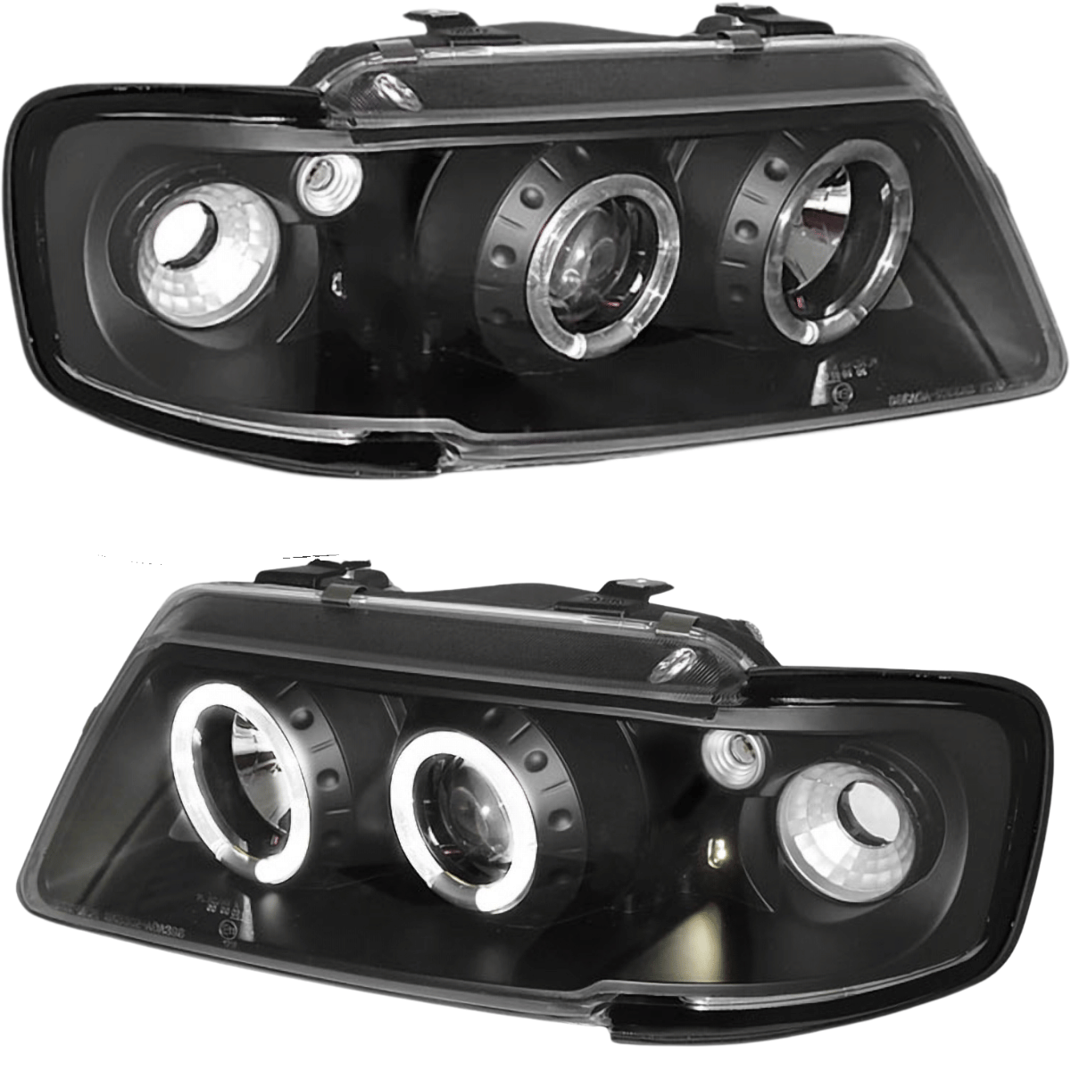 Angel Eyes Scheinwerfer Set in Schwarz für Audi A3 8L 09/1996–08/2000 mit LED-Ringen & integriertem Blinker