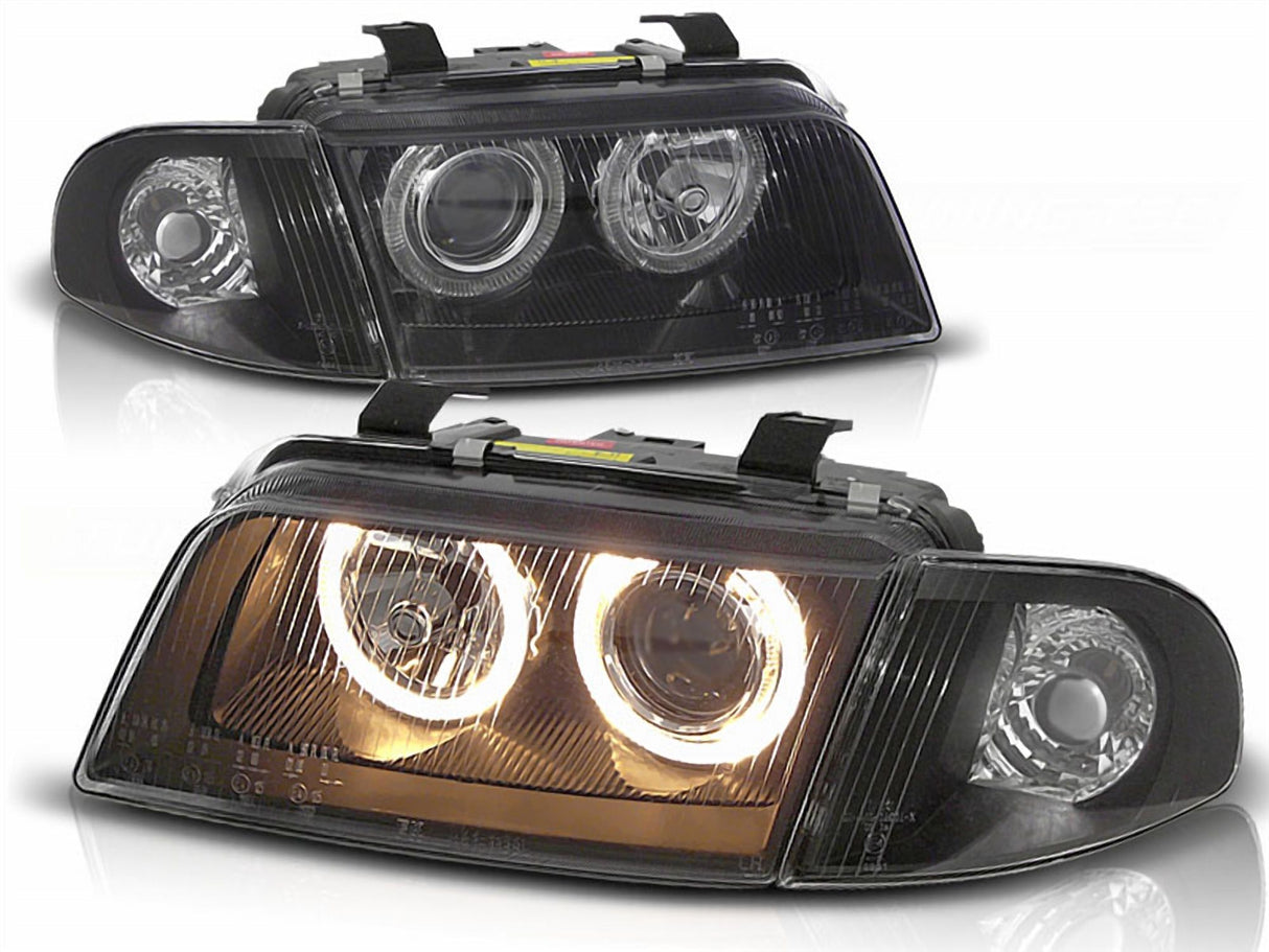Angel Eyes Scheinwerfer Set für Audi A4 B5 11.1995 - 12.1998 schwarz