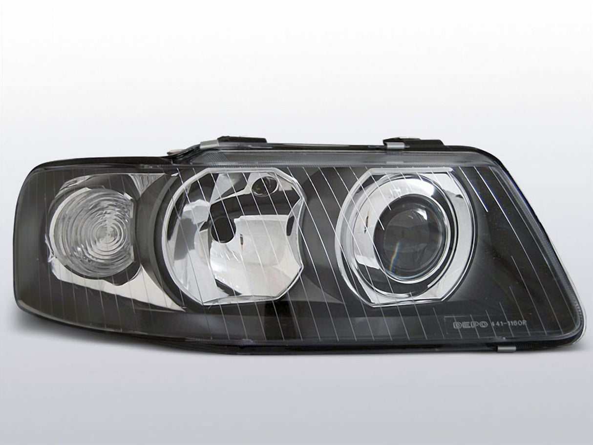 DEPO Scheinwerfer für VW Golf 4 schwarz mit Klarglas und Chromring für sportlichen Look