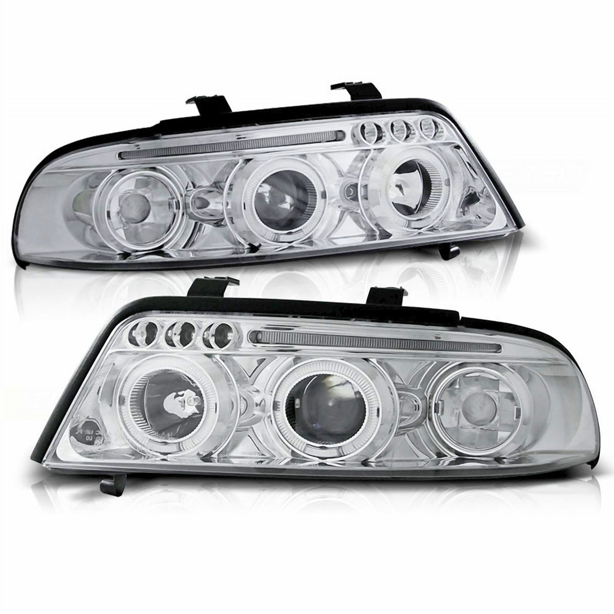 Chrom Angel Eyes Scheinwerfer Set für Audi A4 99-00, LED Tagfahrlicht Streifen, Tuning Scheinwerfer
