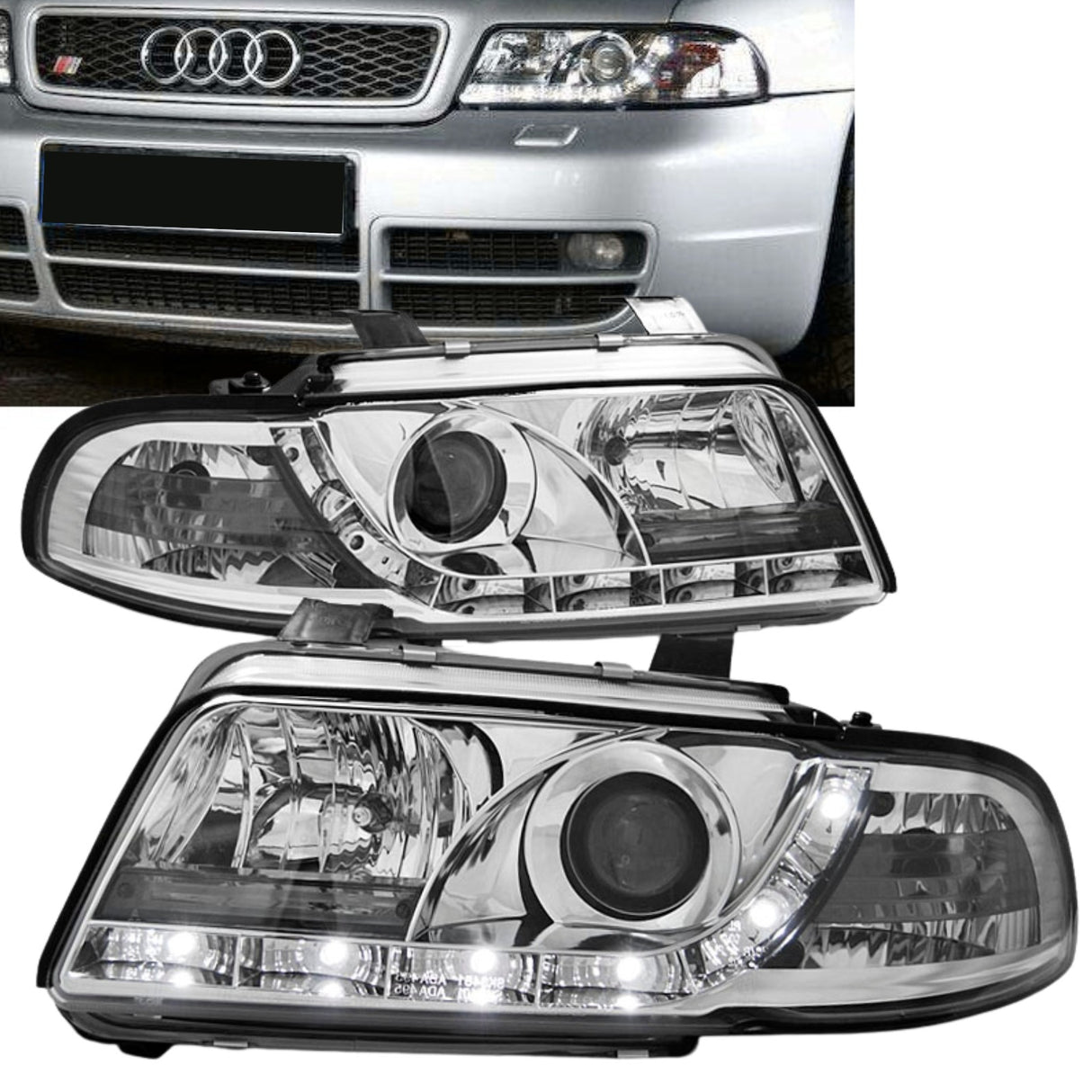 Led Scheinwerfer Set in chrom für Audi A4 B5 11.1994-12.1998
