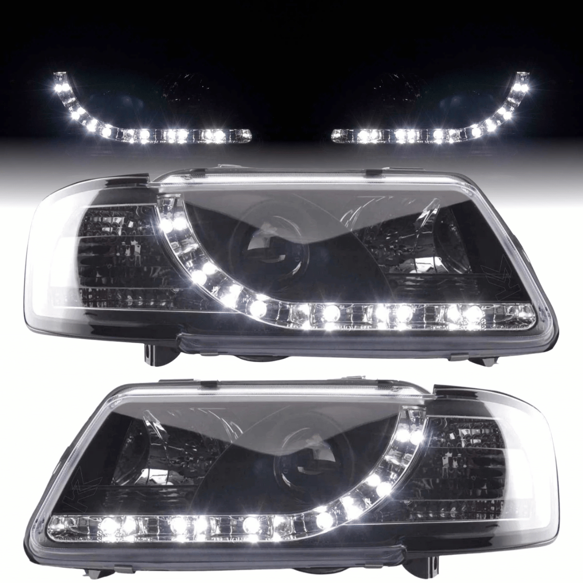 Schwarze LED Scheinwerfer Audi A3 8L 1996-2000 mit Tagfahrlicht-Optik