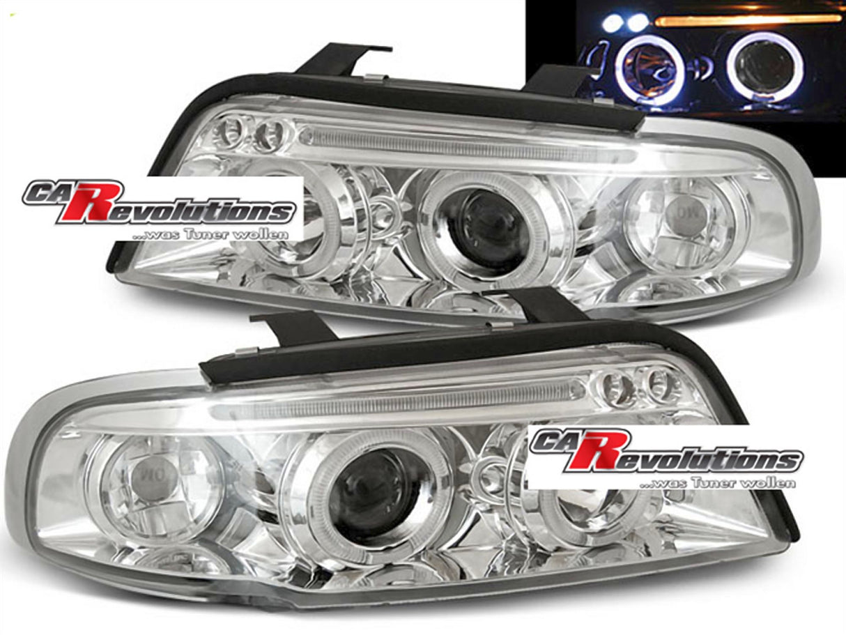 LED Angel Eyes Scheinwerfer Set in chrom für Audi A4 11.1994-12.98
