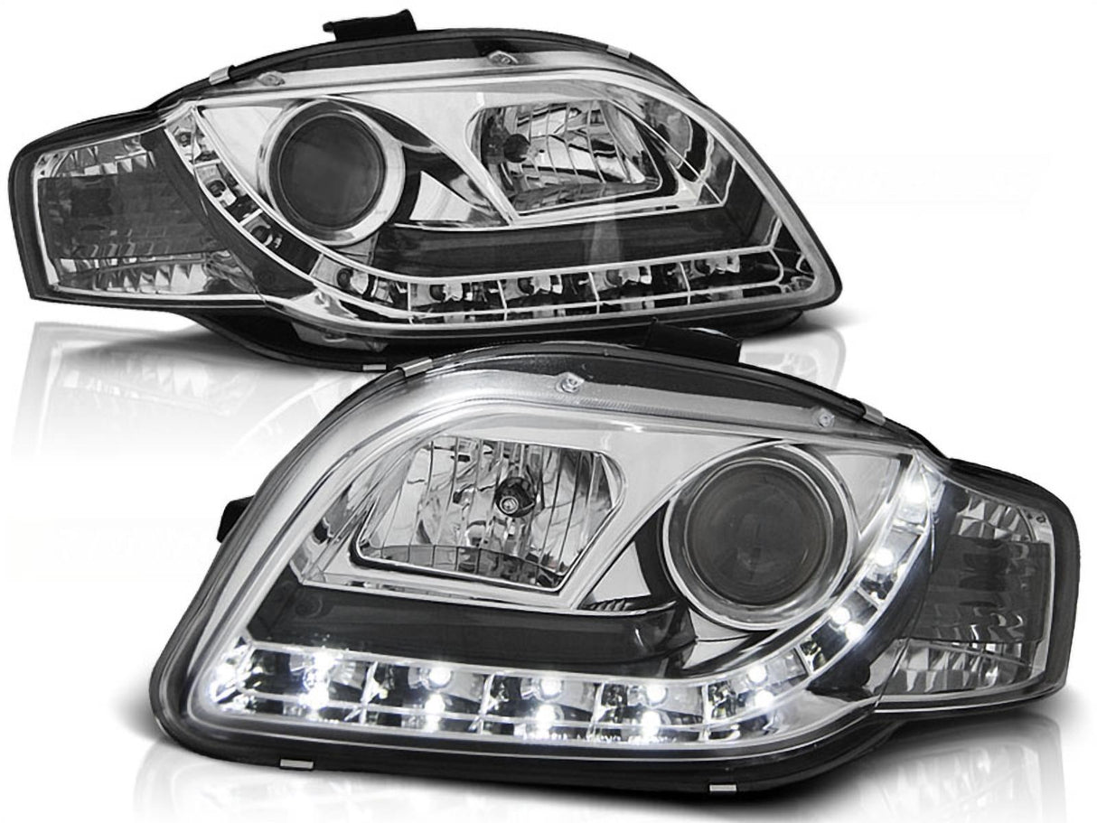 Chrom LED Scheinwerfer für Audi A4 B7 11.2004-03.08, Set