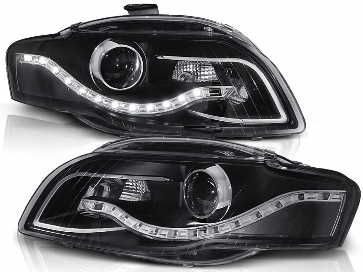 LED Scheinwerfer Set Audi A4 B7 8H schwarz 11.2004-03.2008 mit Tagfahrlichtern