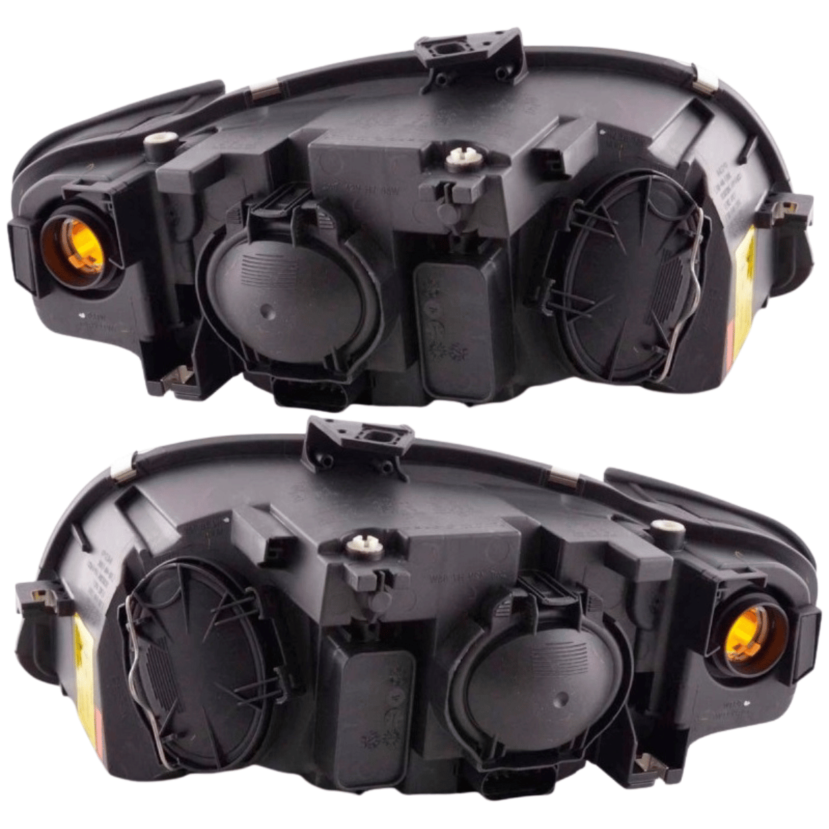 LED-Scheinwerfer für BMW E46 Coupe Cabrio, schwarz, mit gelbem Standlicht