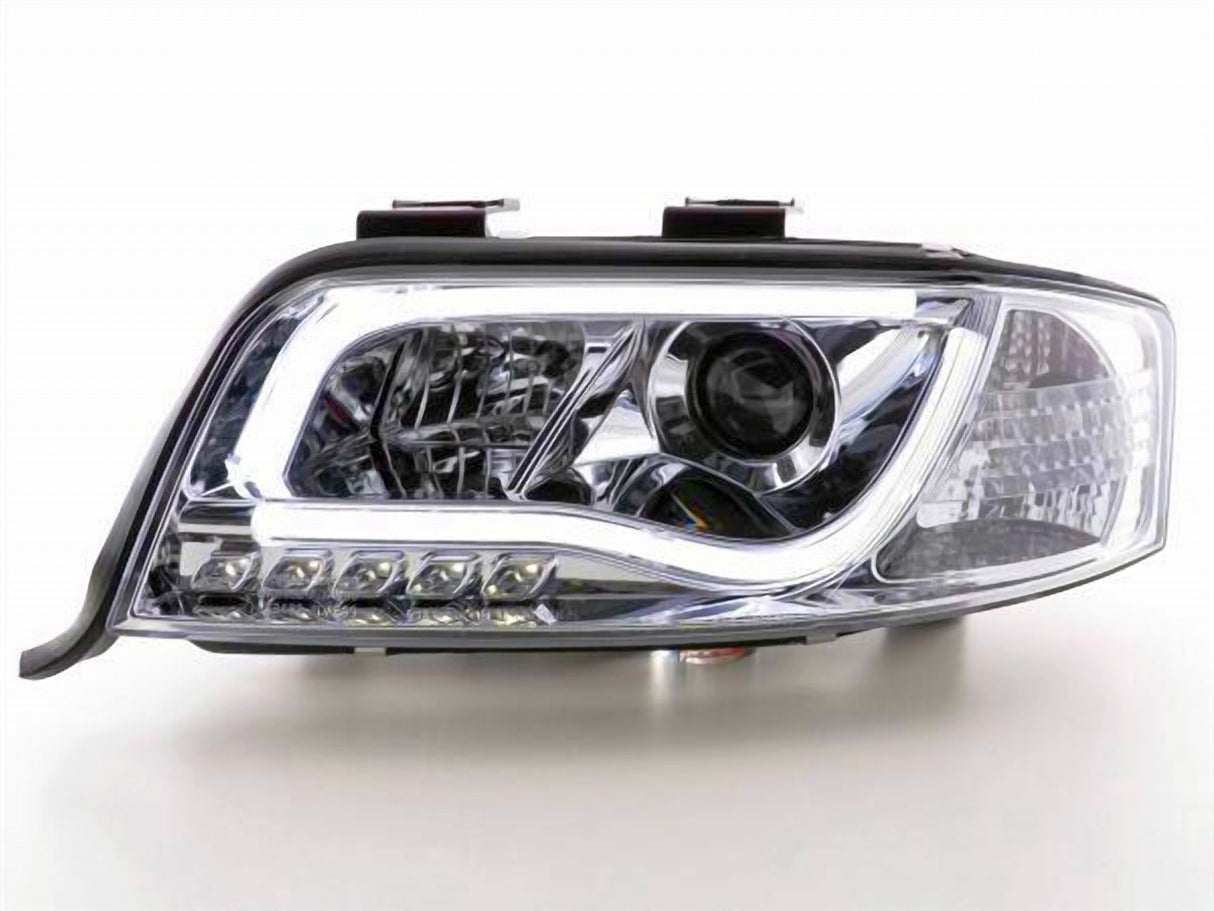 Led Light Tube Scheinwerfer in chrom für Audi A6 C5 Facelift 06.01-05.2004