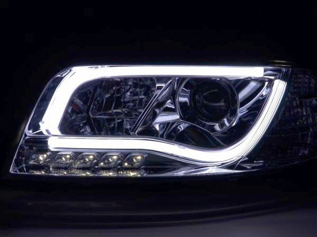 Led Light Tube Scheinwerfer in chrom für Audi A6 C5 Facelift 06.01-05.2004