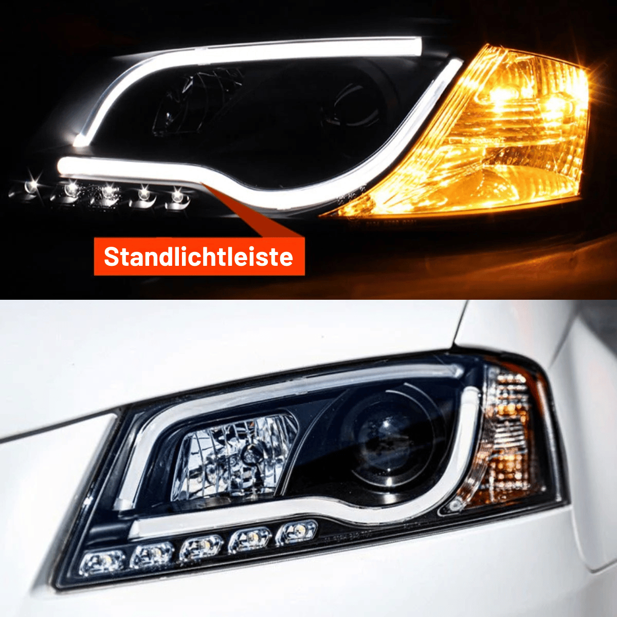 LED Scheinwerfer LightTube Set für Audi A3 8P 2003-2008- in schwarz