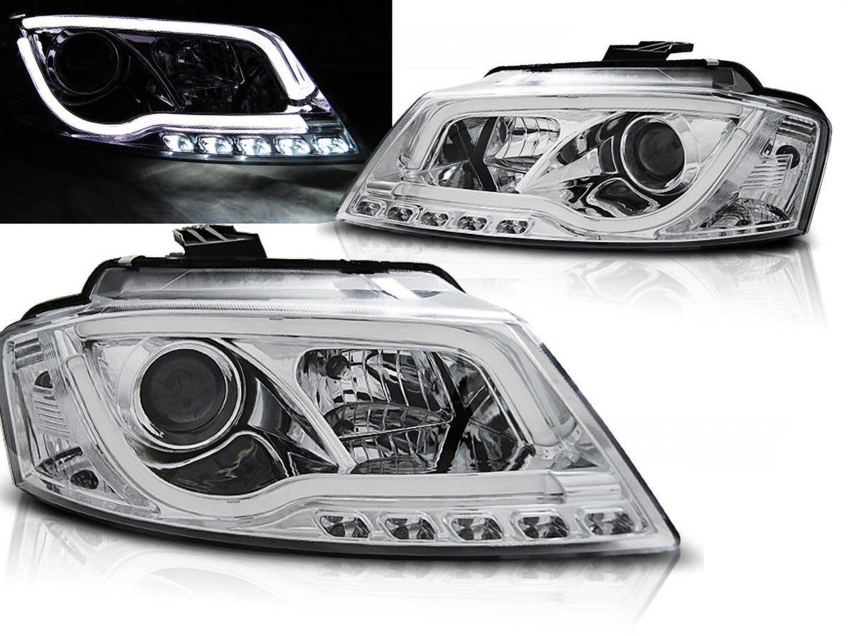 LED Scheinwerfer für Audi A4 B8 mit Tagfahrlicht und Klarglasoptik, Tuning Scheinwerfer
