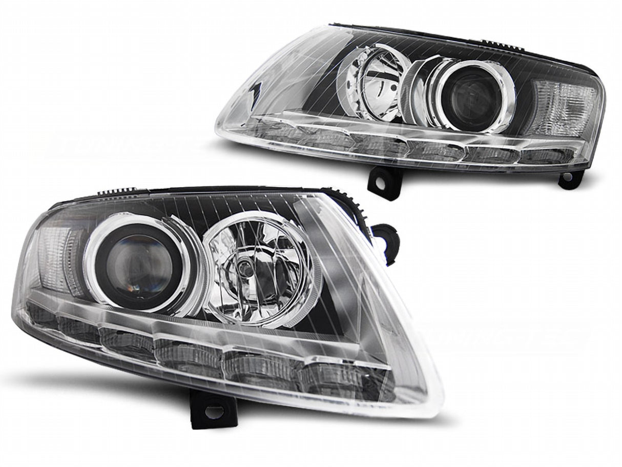 Xenon Scheinwerfer Set für Audi A6 C6 2004–2008 Chrom mit LED Tagfahrlicht