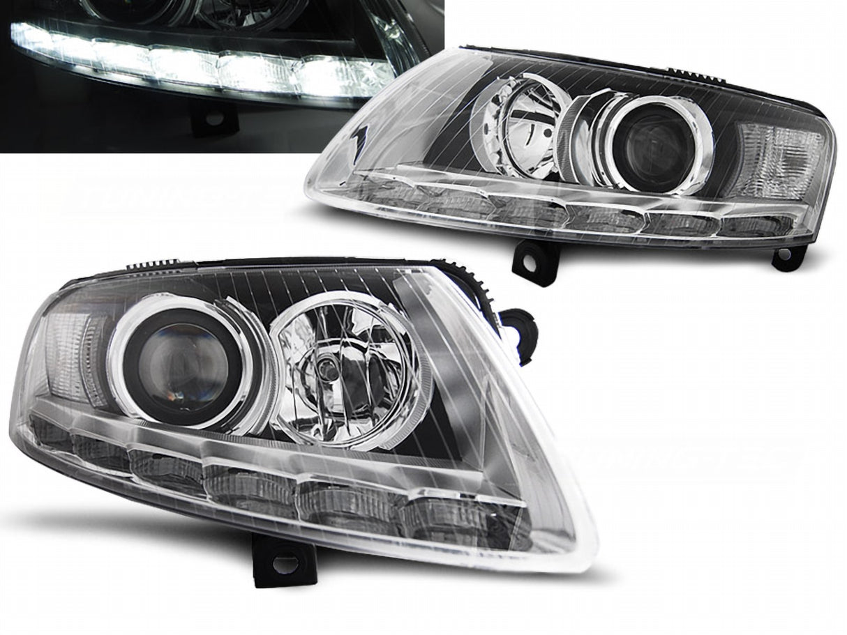 Xenon Scheinwerfer Set für Audi A6 C6 2004–2008 Chrom mit LED Tagfahrlicht