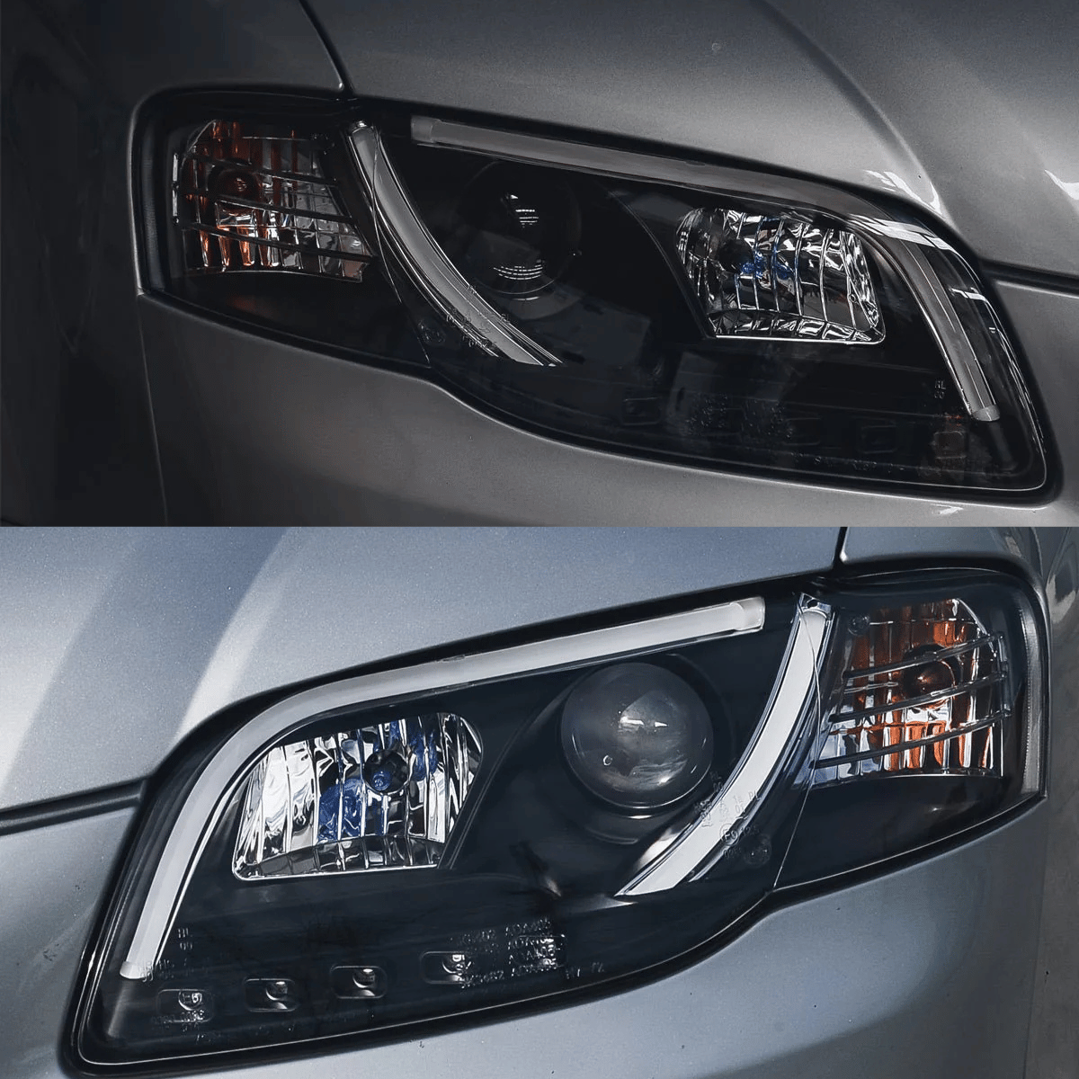 Led Tagfahrlicht Scheinwerfer in schwarz für Audi A4 B7 2004-2008- mit Stellmotor