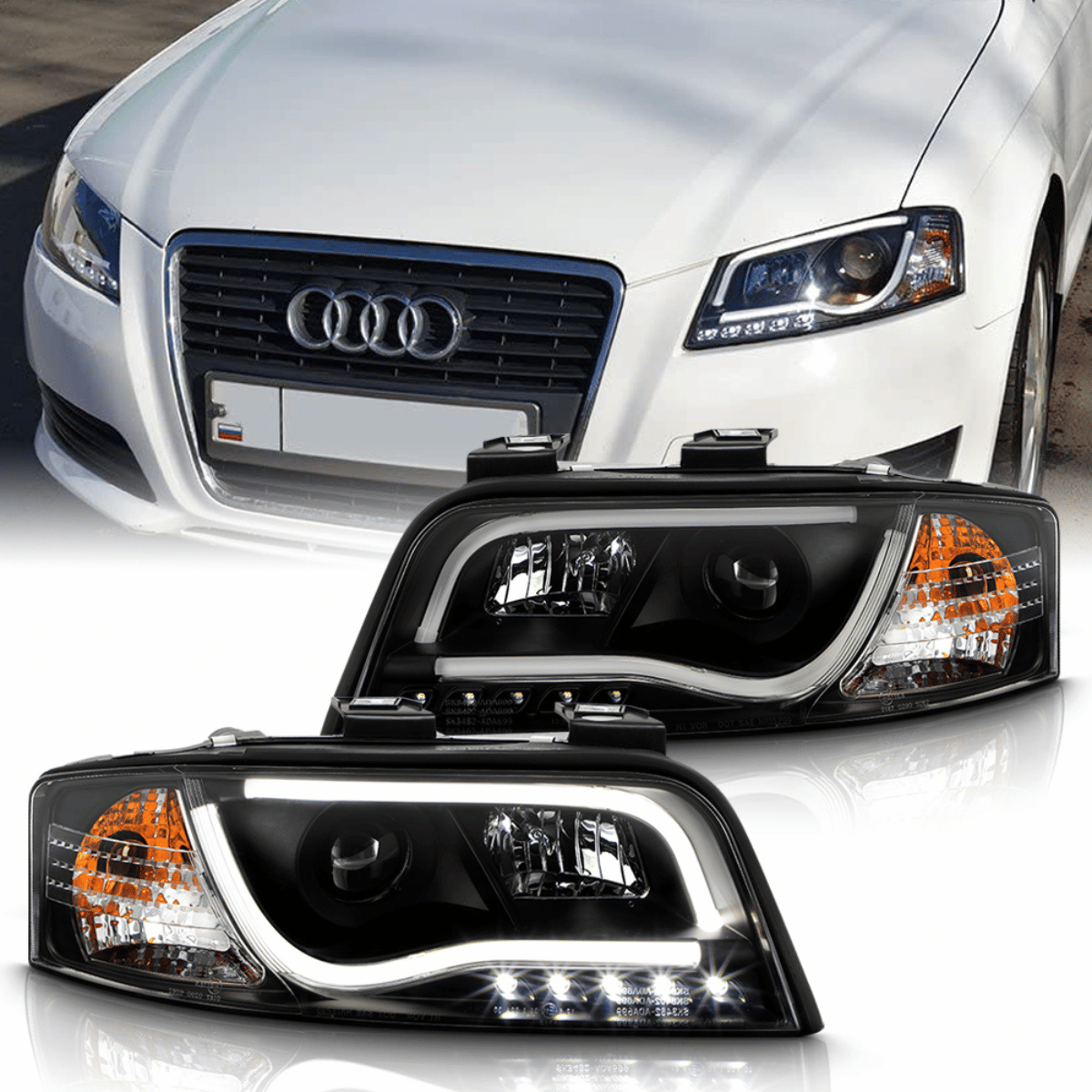 Led Tagfahrlicht Scheinwerfer in schwarz für Audi A6 C5 4B 06.2001-05.2004