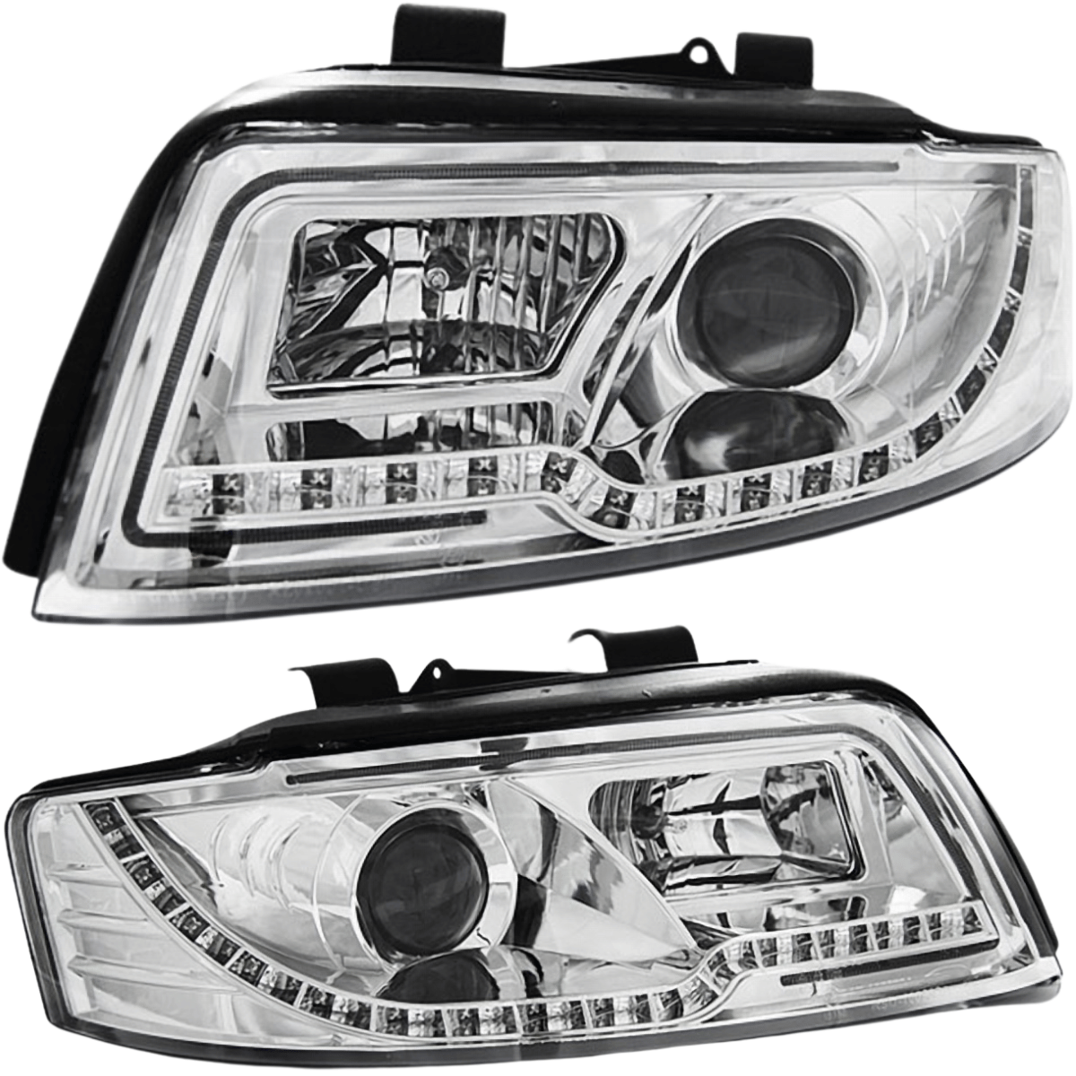 LED Scheinwerfer für Audi A4 B6/B7 mit Tagfahrlicht-Optik und Klarglas