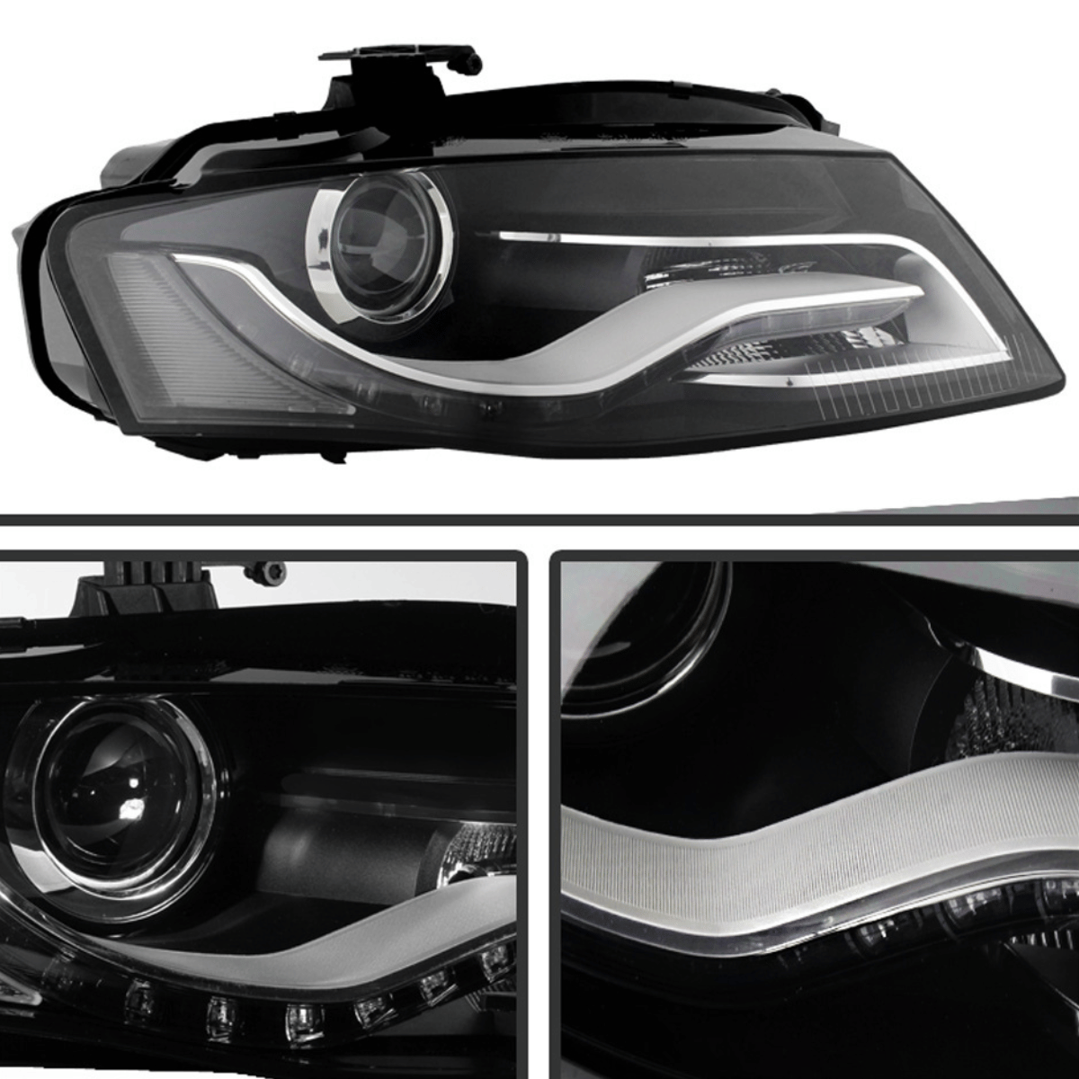 LED Scheinwerfer Set für Audi A4 B8 2008–2011 LED Tagfahrlicht Schwarz