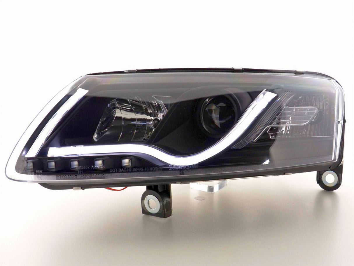LED Light Tube Tagfahrlicht Scheinwerfer in schwarz für Audi A6 C6 4F 04.2004-2008
