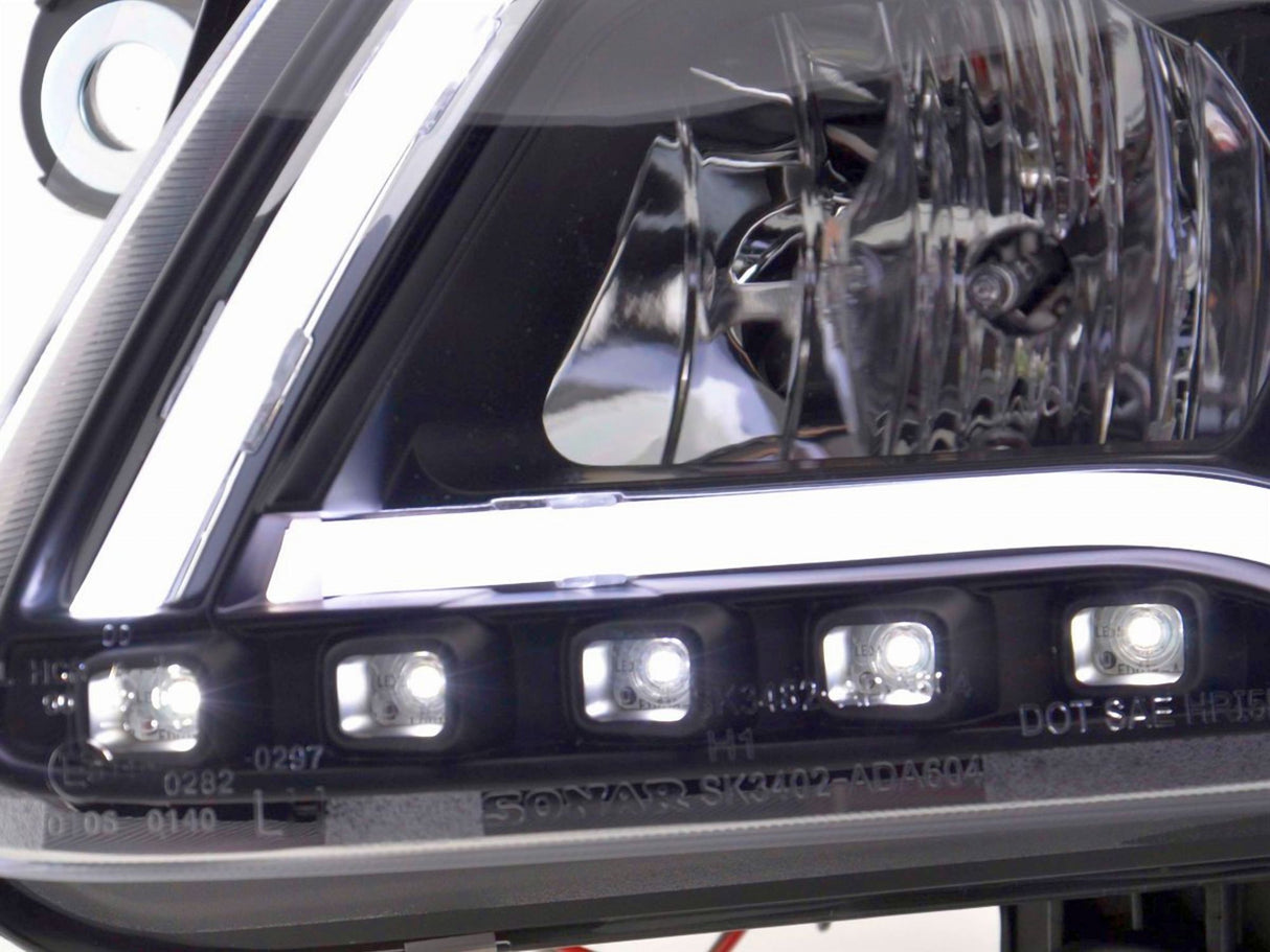 LED Light Tube Tagfahrlicht Scheinwerfer in schwarz für Audi A6 C6 4F 04.2004-2008