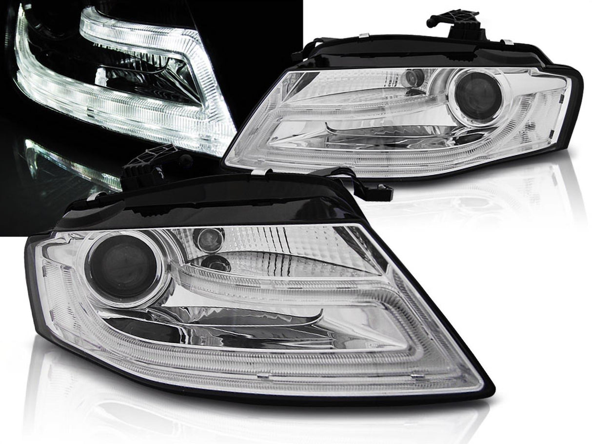 Chrom LED Scheinwerfer mit Light Tube Tagfahrlicht für Audi A4 B8 04.2008-2011