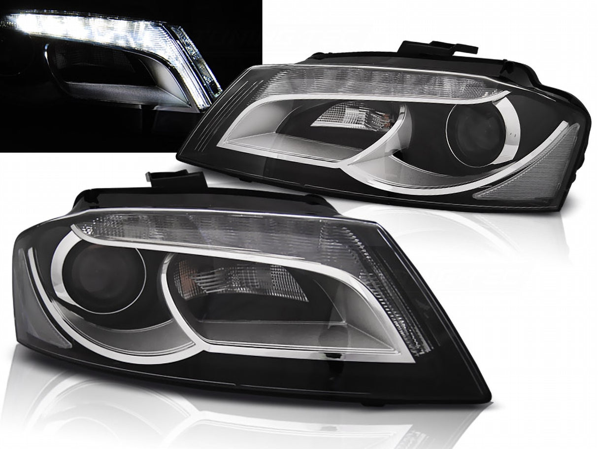 LED Scheinwerfer mit Tagfahrlicht für sportlichen Look für Audi A3 8P 2008-2012 schwarze