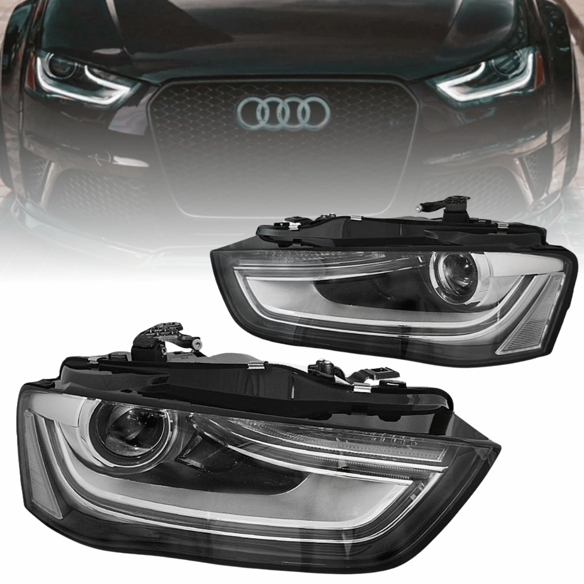 LED Scheinwerfer Set Schwarz für Audi A4 B8 2012–2015 mit Tagfahrlicht & LED Standlicht