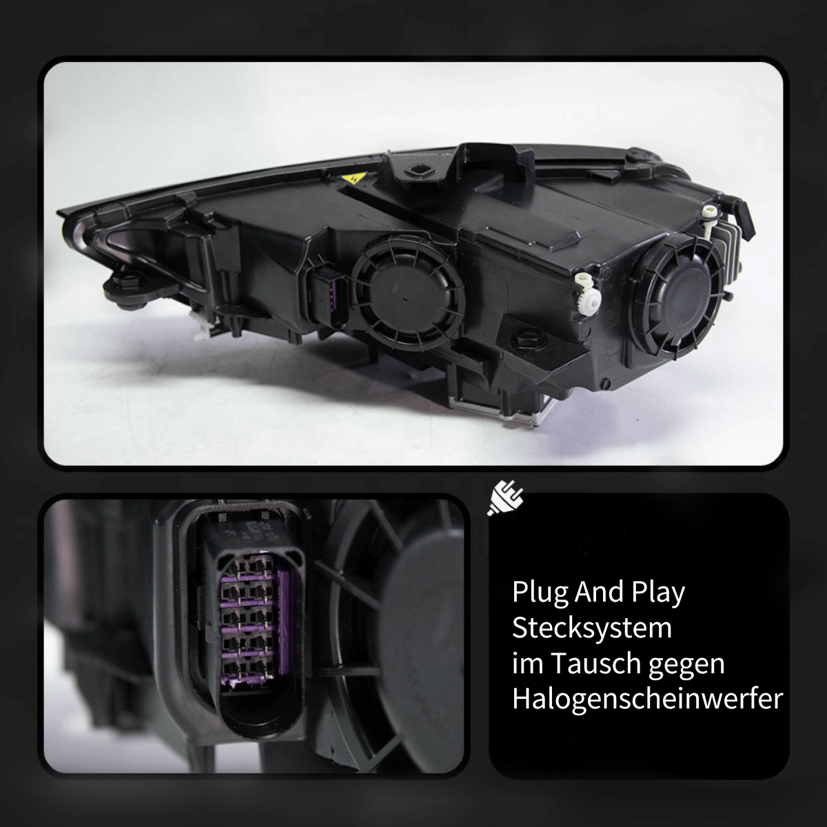 Scheinwerfer mit Stecksystem für Audi A4 B9, Plug and Play Ersatz für Halogenscheinwerfer