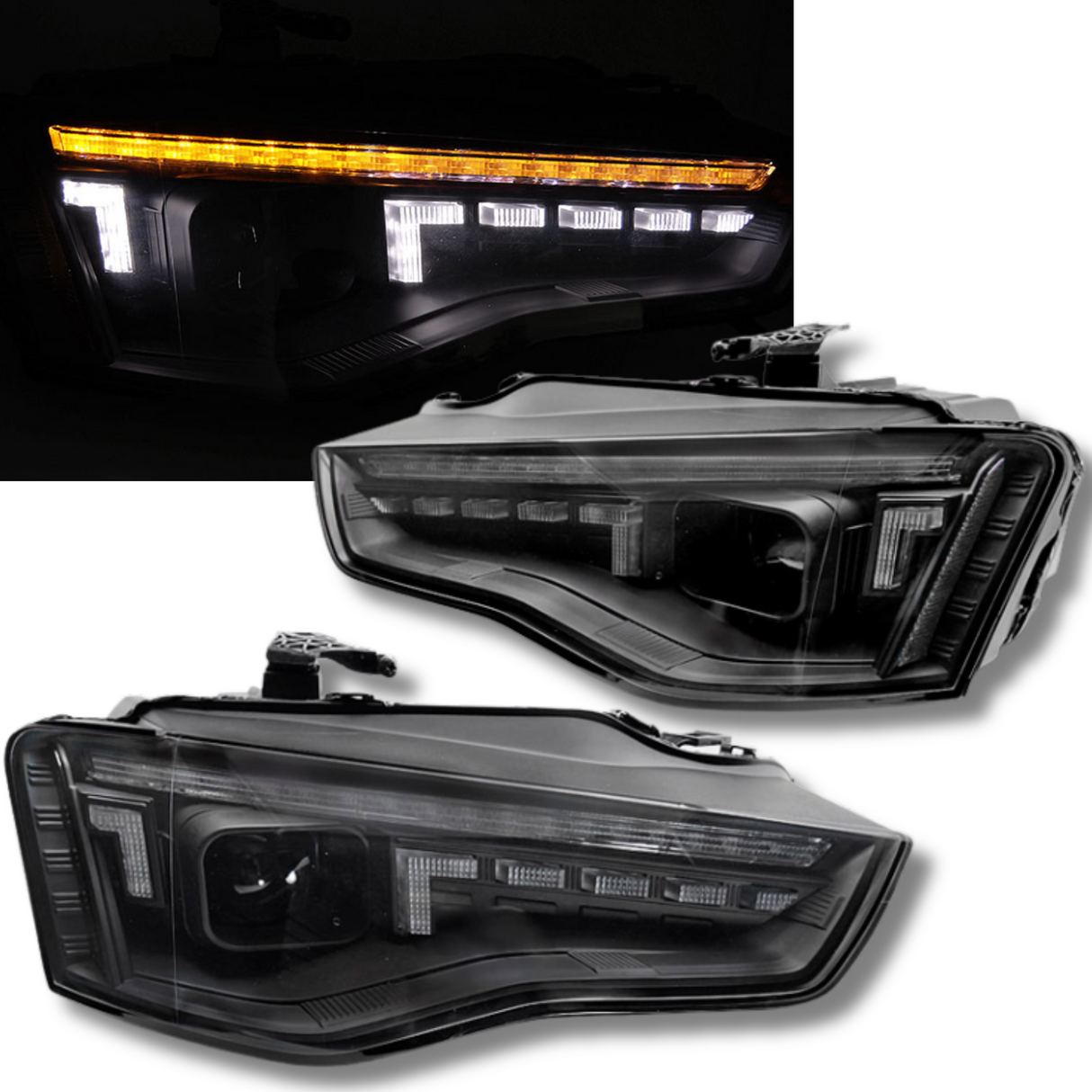 LED Scheinwerfer Set Schwarz mit dynamischen Blinkern und LED Tagfahrlicht für Audi A5 8T
