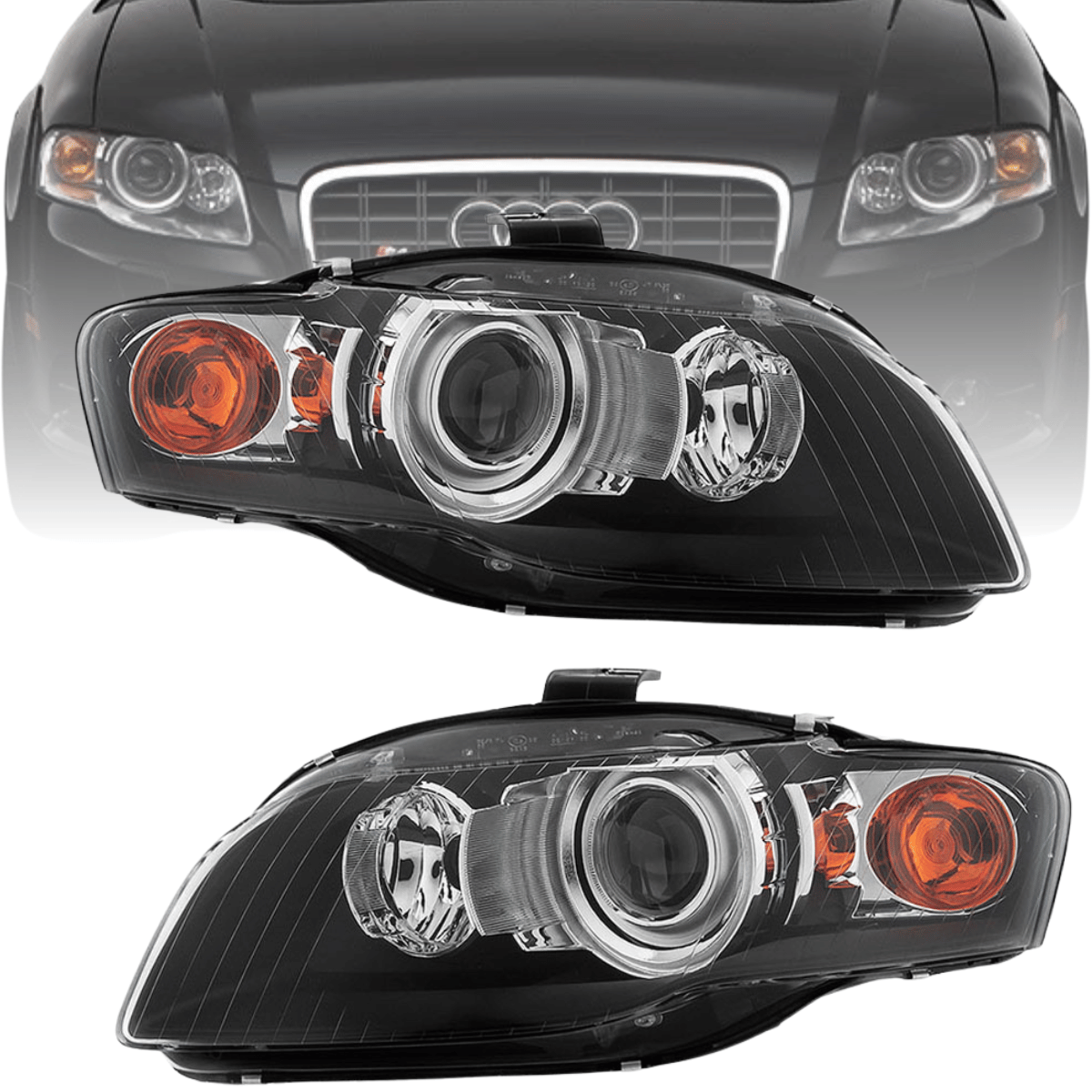 Xenon Scheinwerfer Set Schwarz für Audi A4 B7 2004–2008 Limousine Avant Cabrio