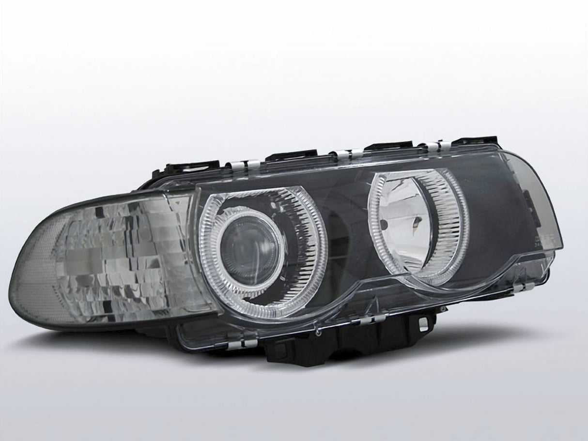 Schwarze Angel Eyes Scheinwerfer H7/H7 für BMW E38 09.98-07.2001 im Set
