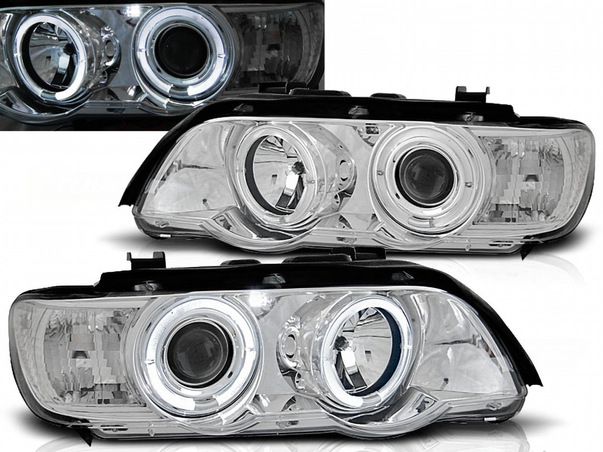Scheinwerfer chrom Angel Eyes, LED-Scheinwerfer für 99-03 Tuning Zubehör für BMW X5 E53